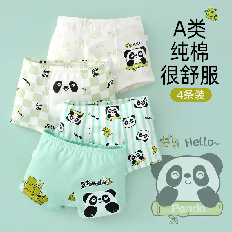 4PCS Cotton Antibacterial Boys Breathable Underwear