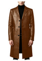 Men's Crocodile Leather Trench Coat Luxury Long