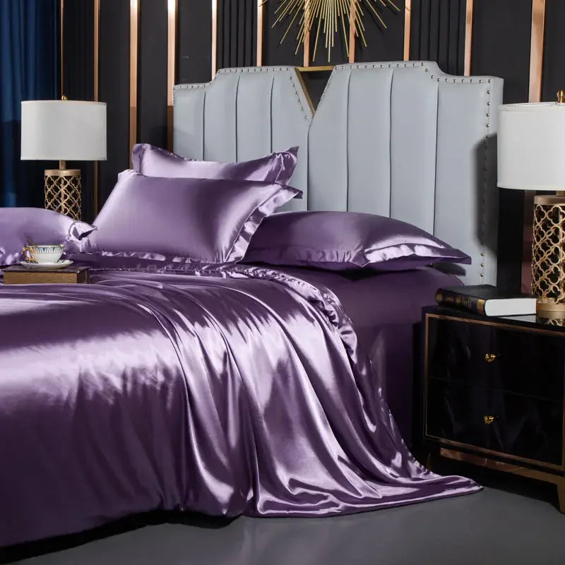 Silk Duvet Cover Bed Sheet Pillowcase Luxury