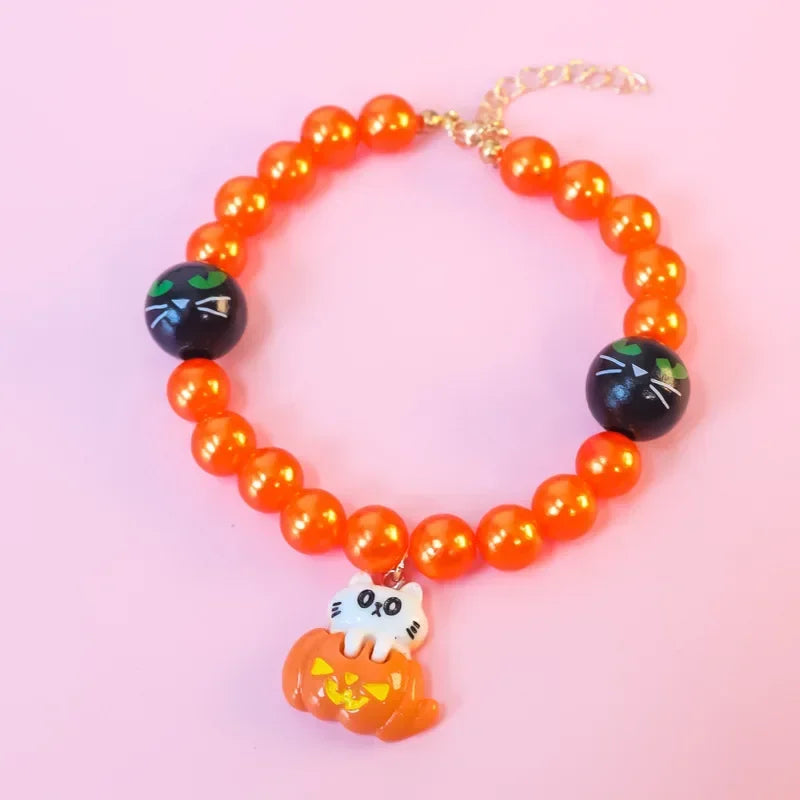 Cute Cartoon Cat Collar Halloween Accessories Pearl