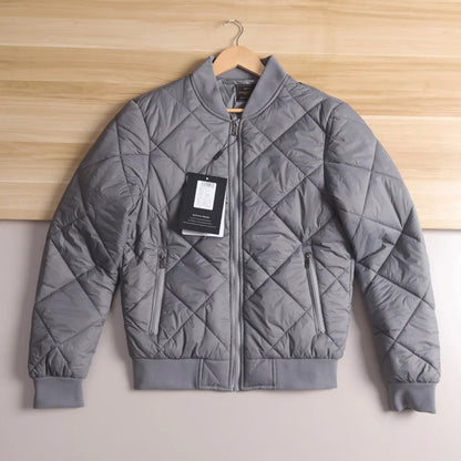 Men's Cotton Jacket with Quilted Diamond Pattern