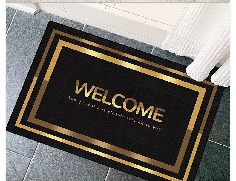 Gold Stripes Decorations Door Entry Carpet House