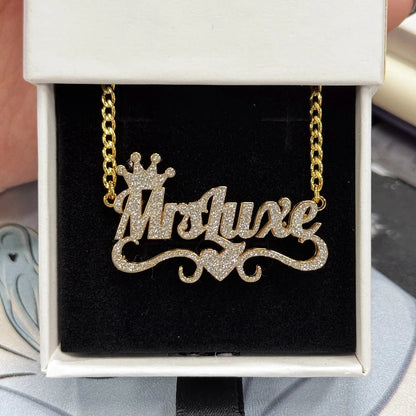 Custom Name Glitter Necklace Double Layer