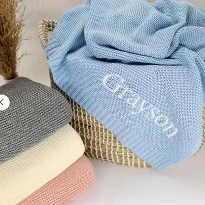 Personalized Name Baby Knitted Blanket Cotton Wraps