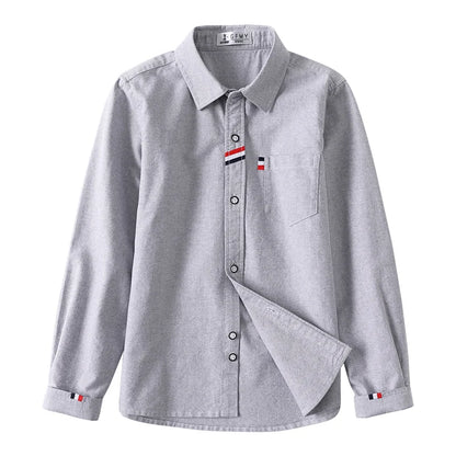 Cotton Solid Color Full-sleeved Boy's Shirts