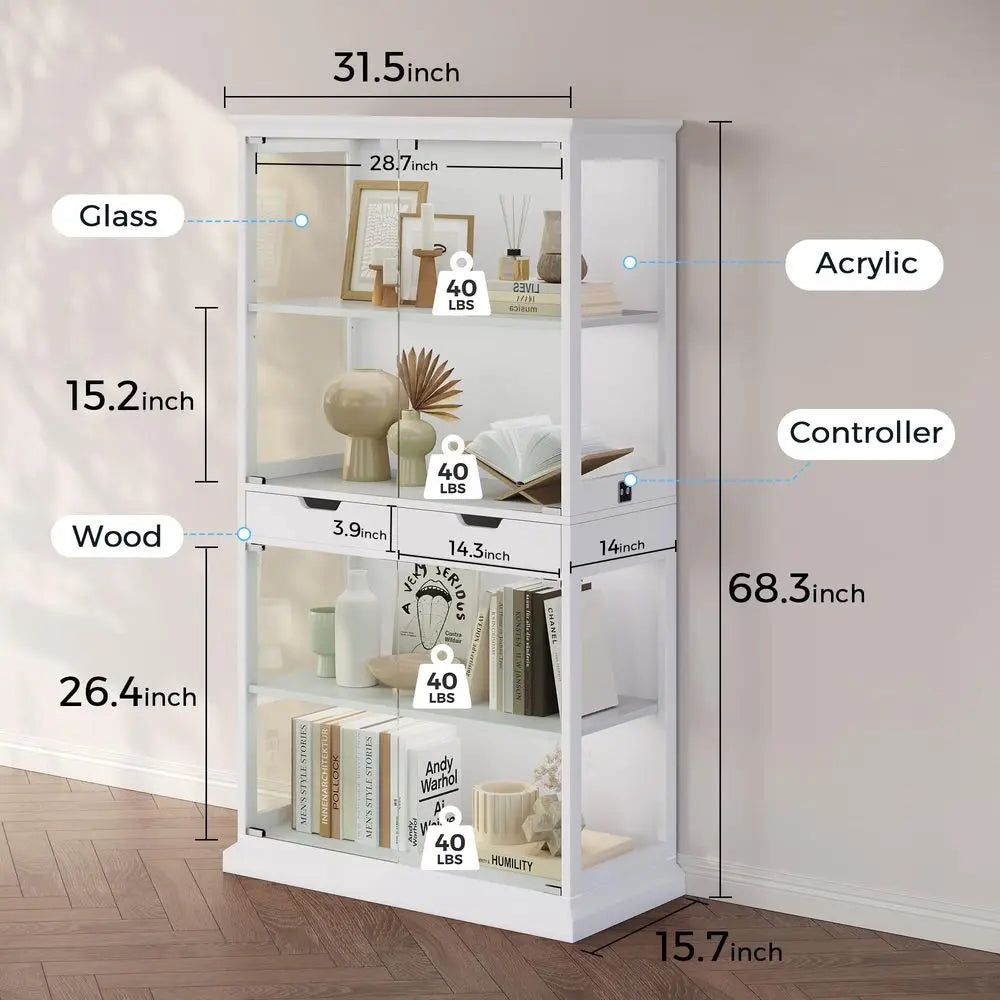 Curio Cabinet with RGB Lights for Collectibles