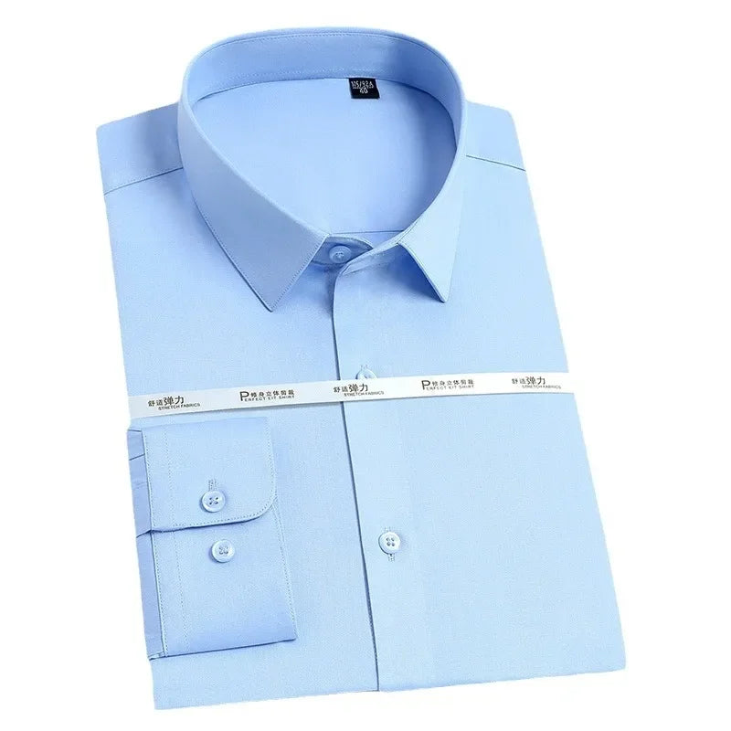 Men's White Long Sleeved Business Formal Wear Shirt