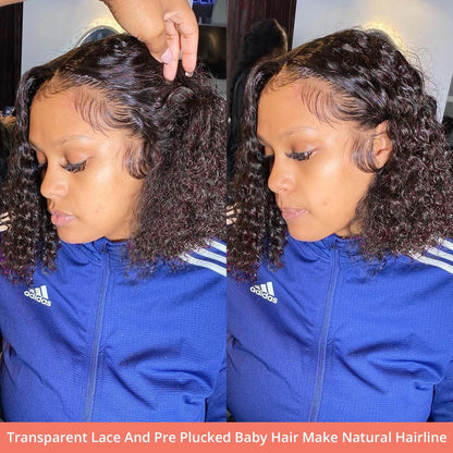 Glueless Short bob Wigs Curly Human Hair