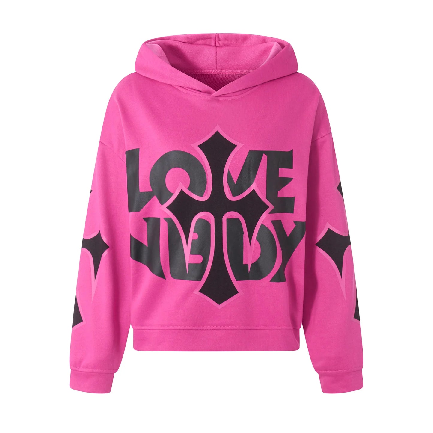 Women s Casual Fall Hood Sweatshirt Cross Letter