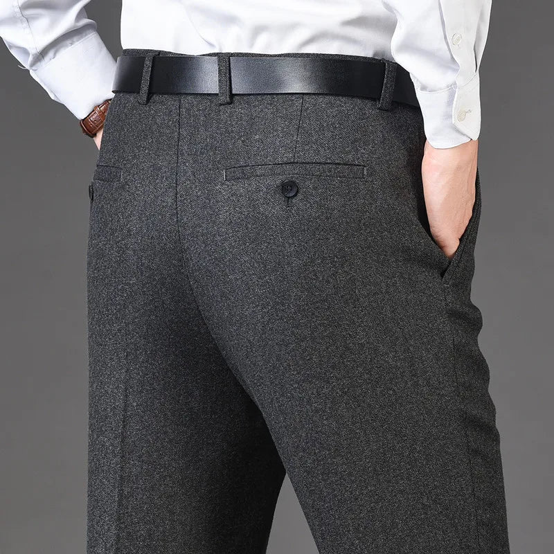 Mens High Waist Wool Trousers Cashmere Suit