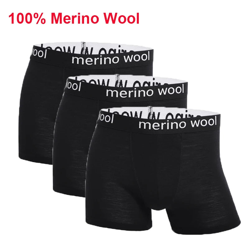 Men Merino Wool Boxer Briefs Soft Breathable