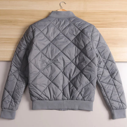 Men's Cotton Jacket with Quilted Diamond Pattern