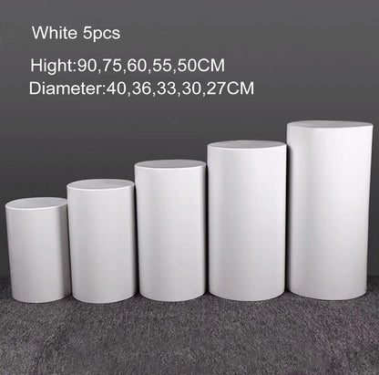 3/5pcs White Cylinder Pedestal Pillars Backdrop