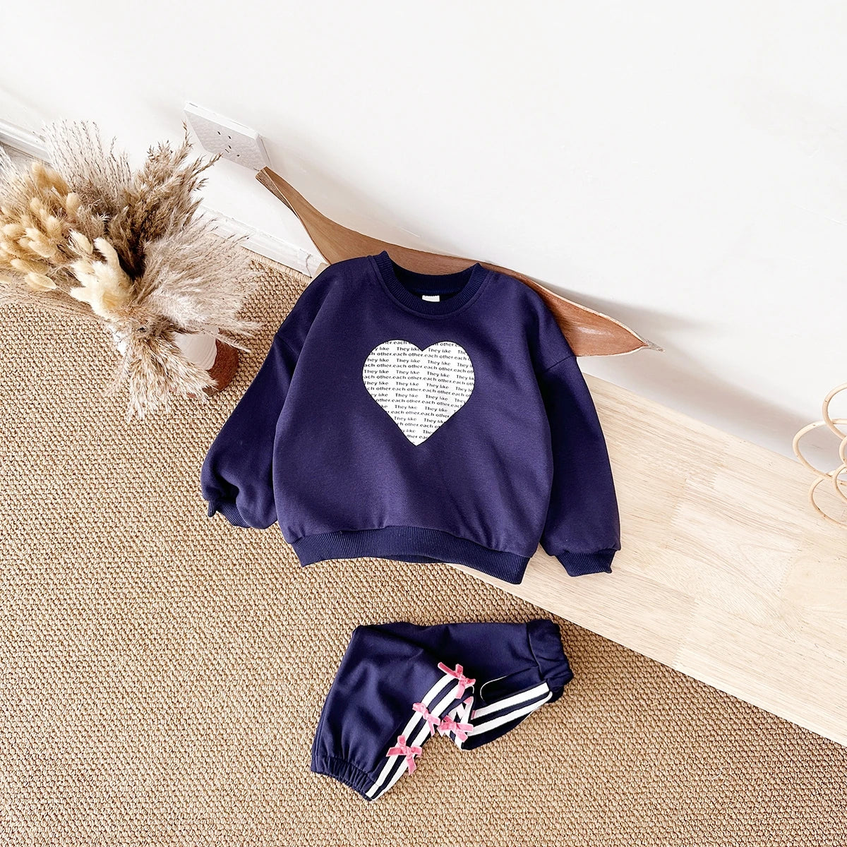 Love Sweatshirt Long Sleeve +Bow Pants