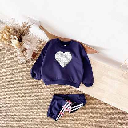 Love Sweatshirt Long Sleeve +Bow Pants
