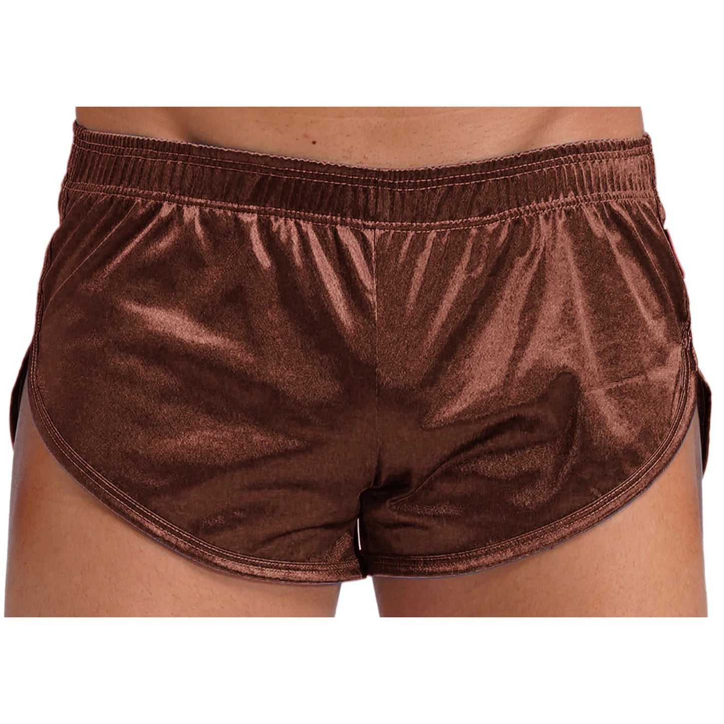 Men Side Split Satin Shorts Built-in Bulge