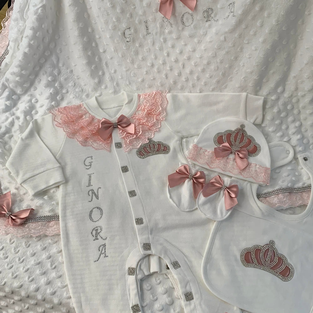 5 Pcs Girl/Boy Hospital Exit Newborn Bling Outfits