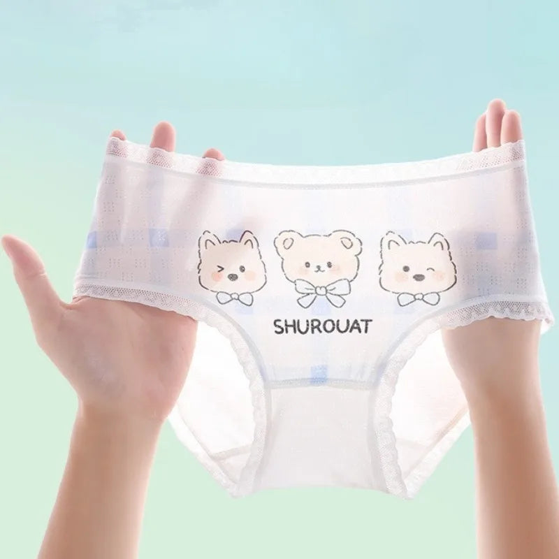 4PCS Girls Cool Breathable Comfort Briefs Cartoon