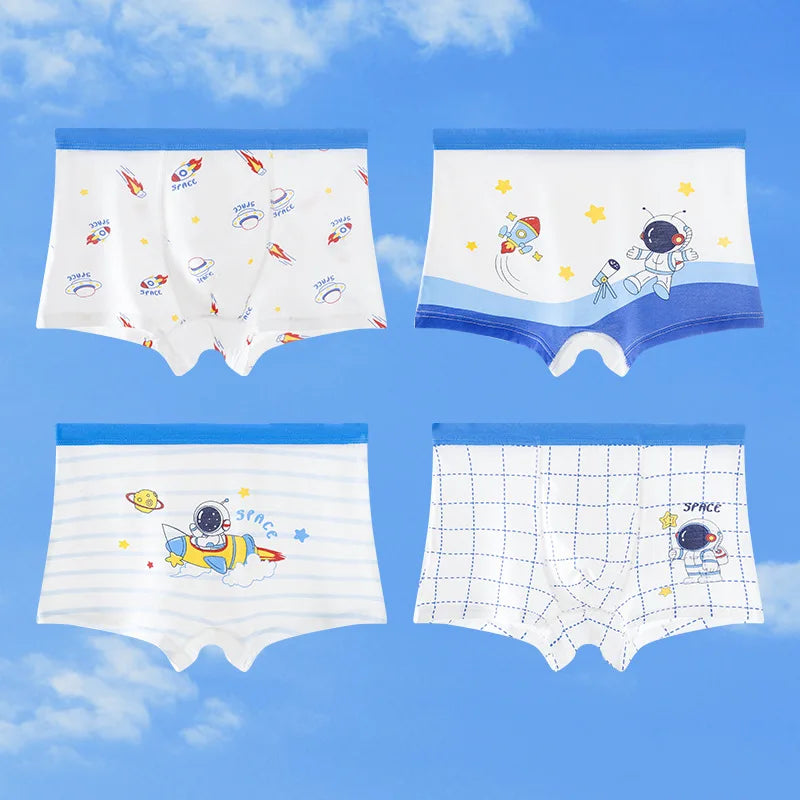 4PCS Teen Boys Breathable Soft Antibacterial Underwear