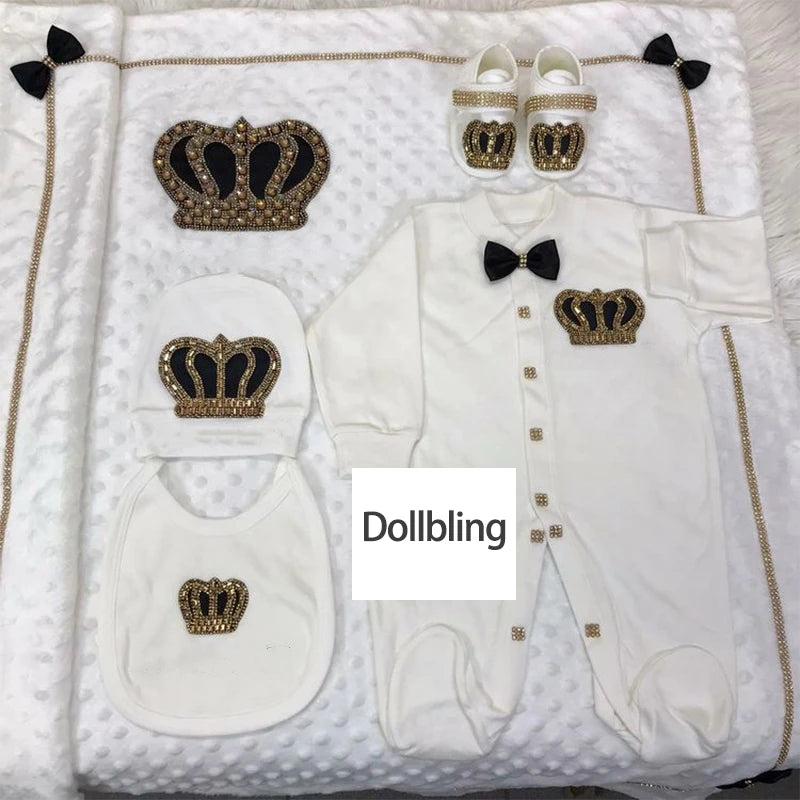 5 Pcs Girl/Boy Hospital Exit Newborn Bling Outfits