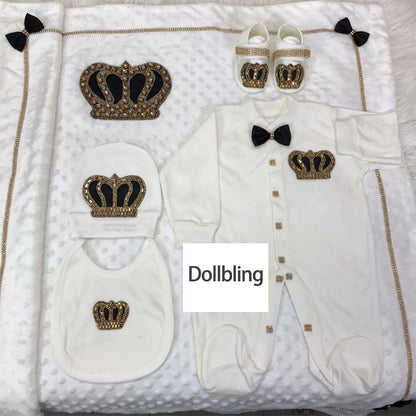 5 Pcs Girl/Boy Hospital Exit Newborn Bling Outfits