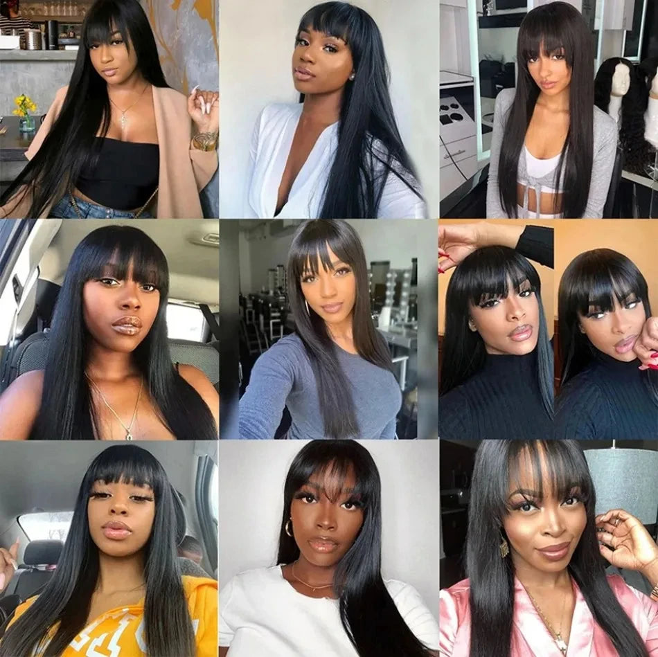 Varlea Short Bob Human Hair Wigs Full Straight