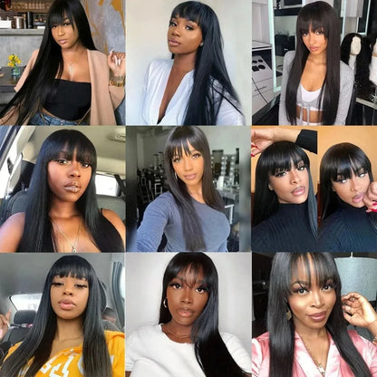 Varlea Short Bob Human Hair Wigs Full Straight
