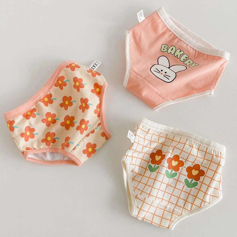 3PCS Young Girls/Boys Cute Cotton Briefs Boxers Underwear