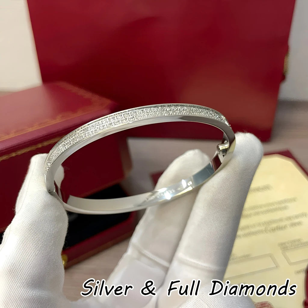 Diamond Cuff Women Bracelet Gold Tone