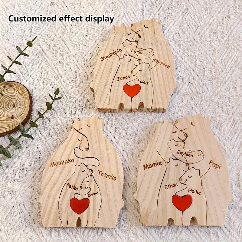 Wooden Bear Family Puzzle Personalized Home Decor