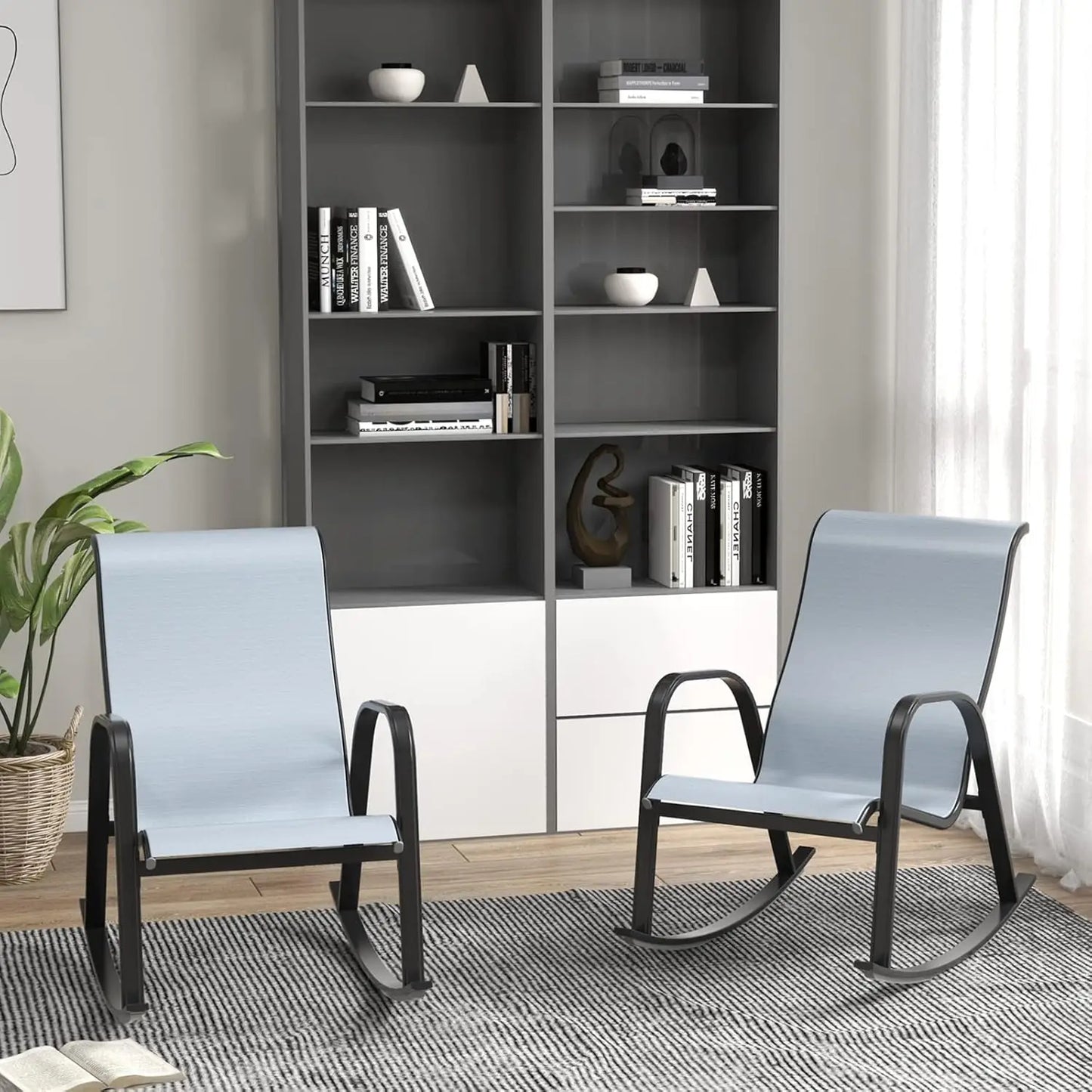 Mesh Sling Rocking Chair,Outdoor E-coated Steel