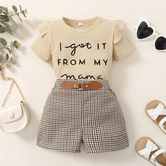 2PCS Toddler Baby Girl Clothes Letter Print