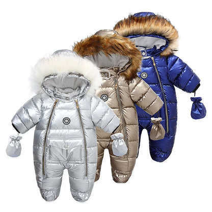 Boy/Girl Newborn Romper Thicken Waterproof Snowsuit Hoodied