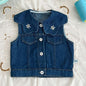 2 Pcs Lapel Denim Baby Girl Romper Set