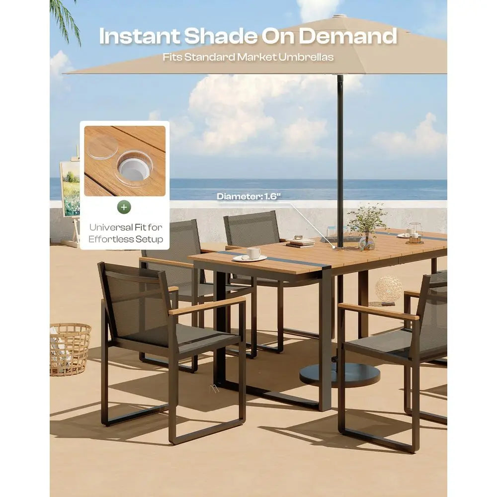 7 PCS Aluminum Patio Table and Chairs Set