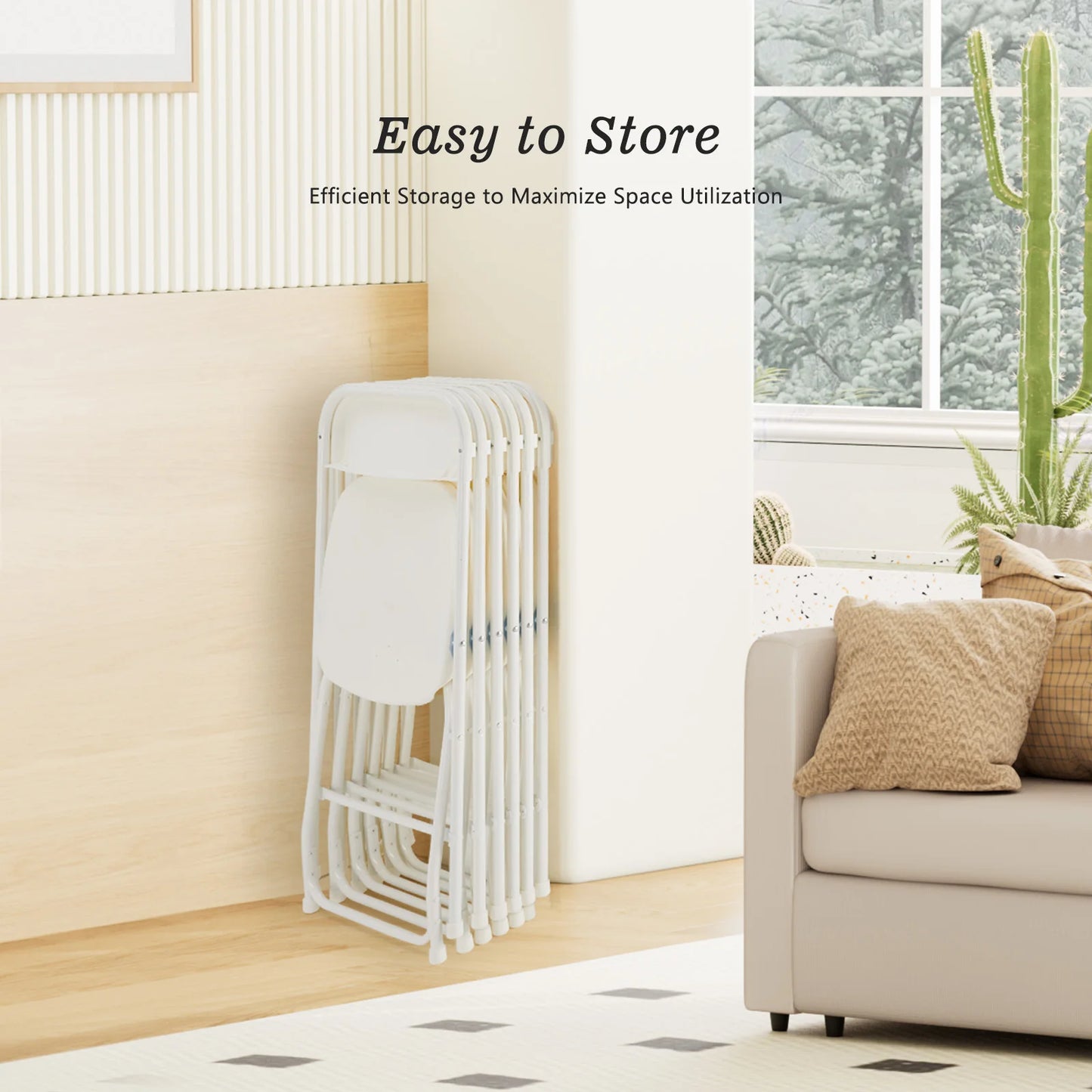 Plastic Folding Chairs, Lightweight Portable Indoor/Outdoor