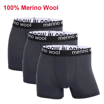 Mens Merino Boxer Briefs Soft Breathable Sports