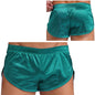 Men Side Split Satin Shorts Built-in Bulge