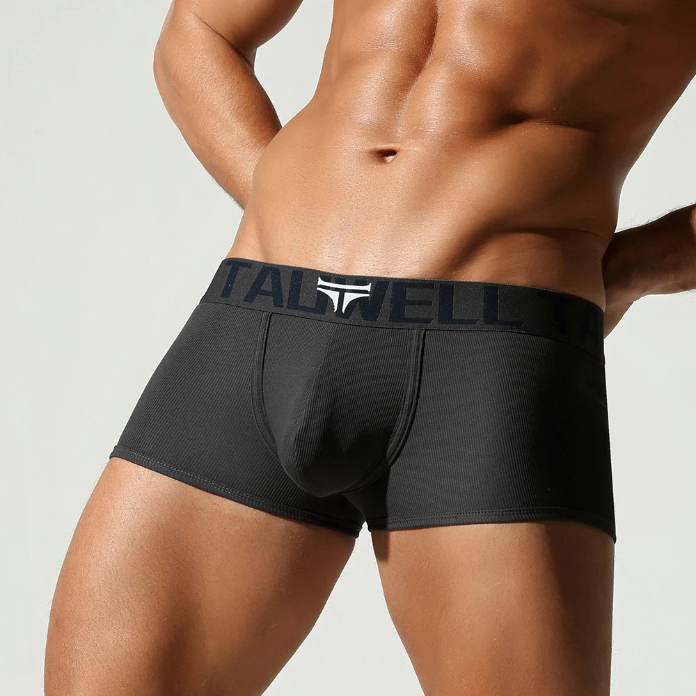 TAUWELL Ribbed Cotton Boxer Briefs Men Underwear