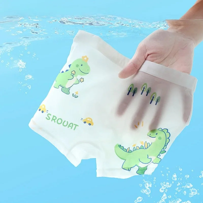 4PCS Cute Dinosaur Boys Breathable Underwear