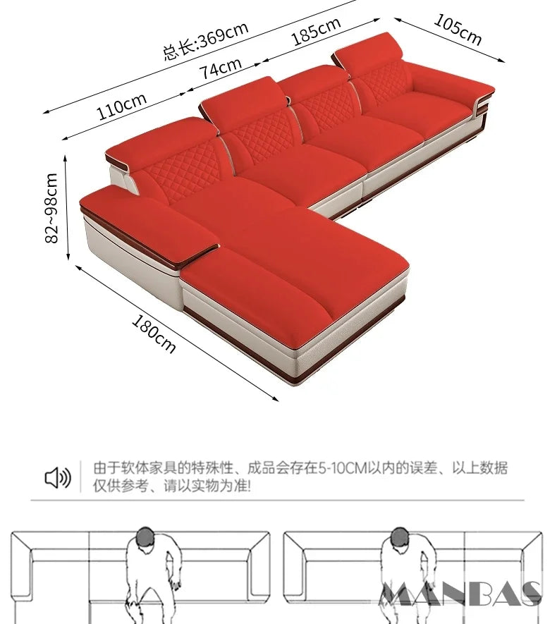 Genuine Leather Sofa Set for Living Room