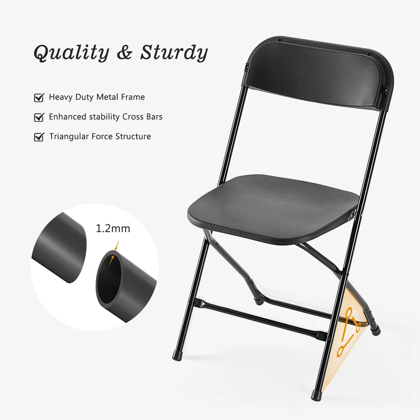 Plastic Folding Chairs, Lightweight Portable Indoor/Outdoor