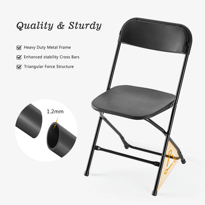 Plastic Folding Chairs, Lightweight Portable Indoor/Outdoor
