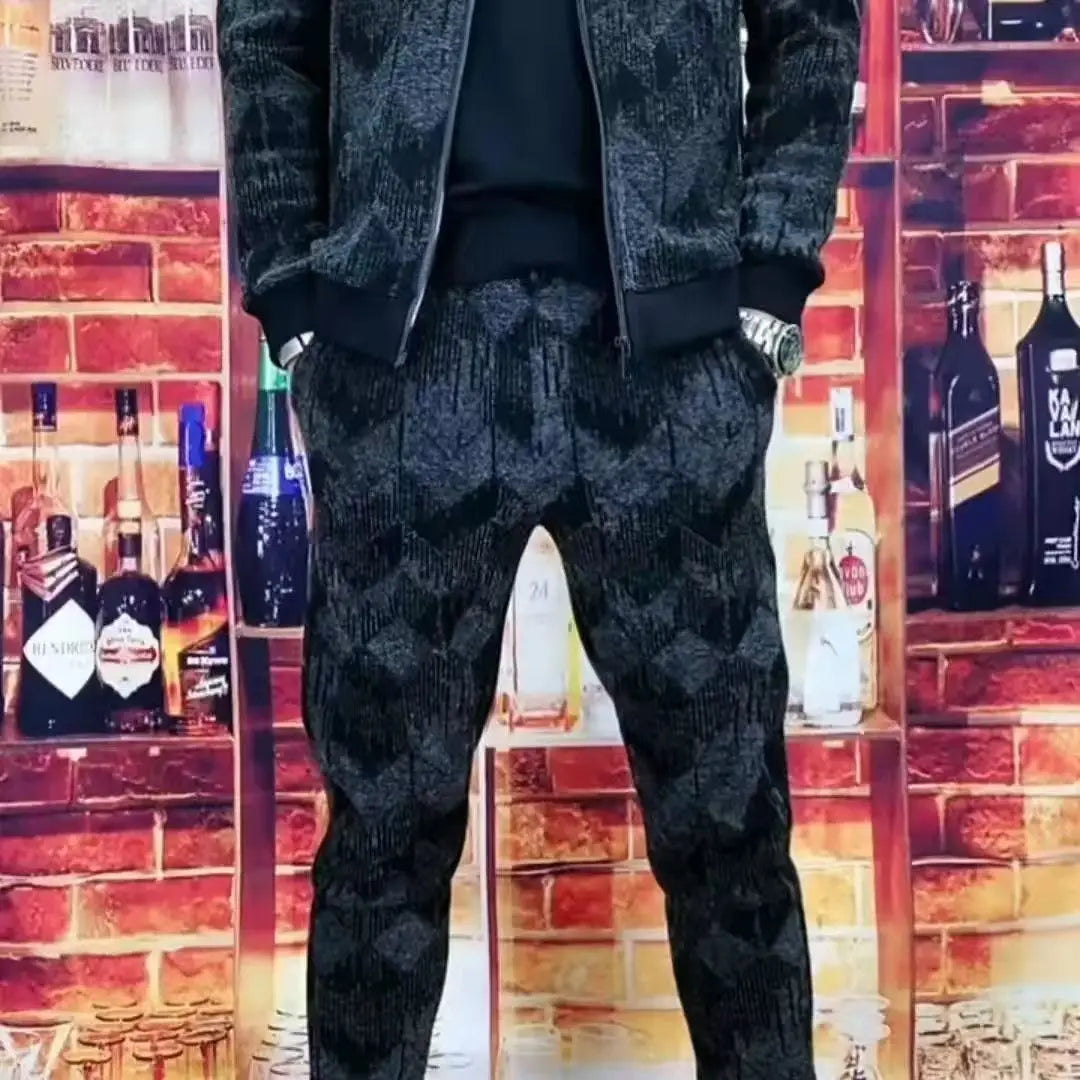 Mens Zipper Hoodie Tracksuit Jacket+Sweatpants