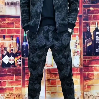 Mens Zipper Hoodie Tracksuit Jacket+Sweatpants