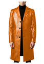 Men's Crocodile Leather Trench Coat Luxury Long