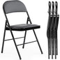 JHK Leather Padded Folding Chair 4 Pack Sturdy Metal