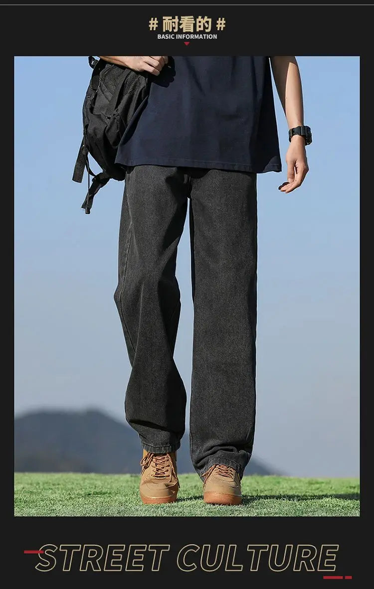 Men's Trendy Wide Leg Washed Jeans