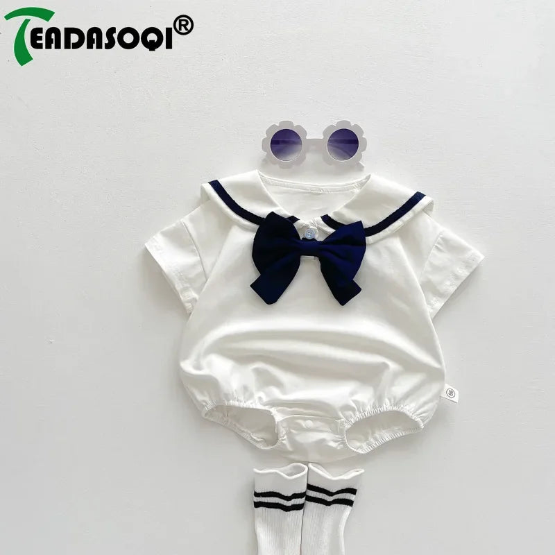 Baby Girls Rompers Sailor Collar Bodysuits
