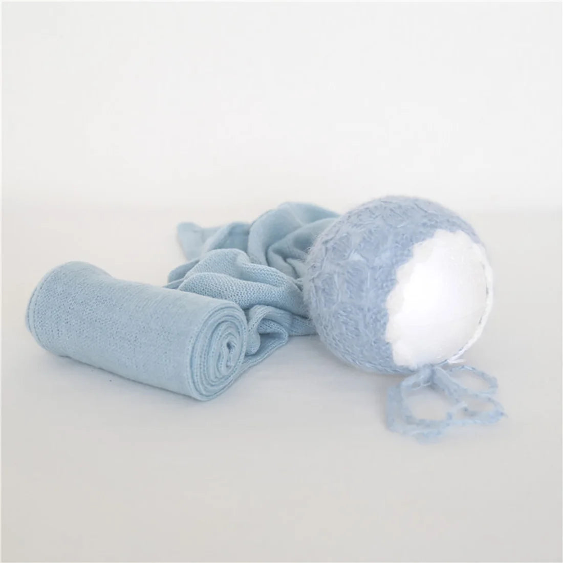 Vintage Knit Stretch Fuzzy Wrap And Bunny Hat